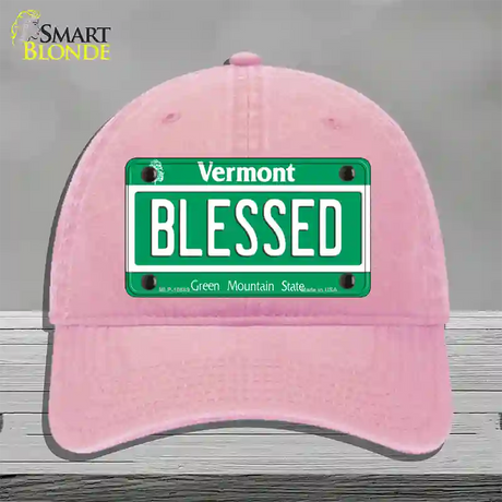 Blessed Vermont Novelty License Plate Hat Unconstructed Cotton / Pink