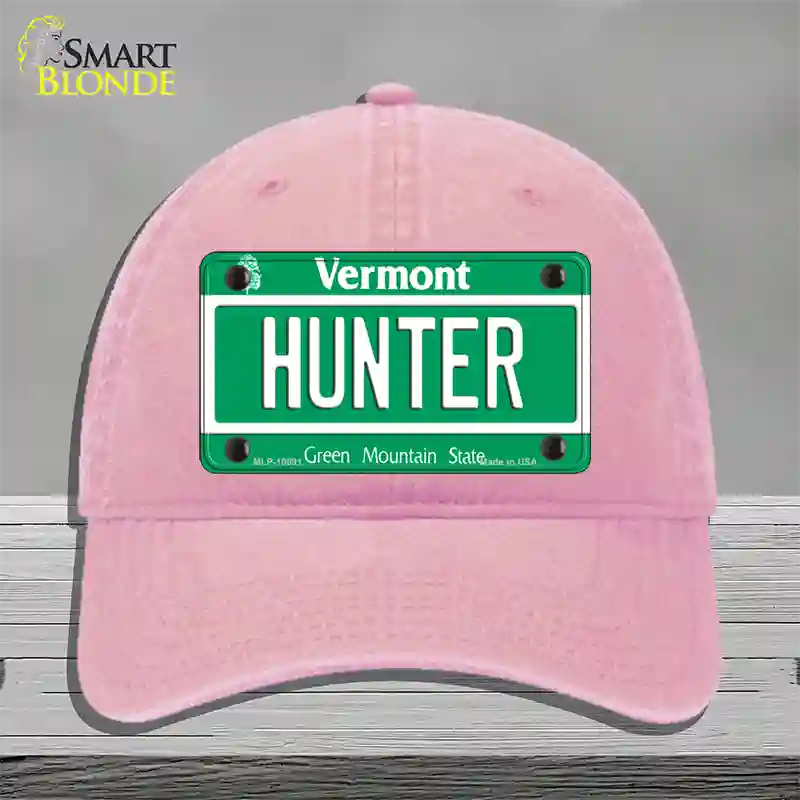 Hunter Vermont Novelty License Plate Hat Unconstructed Cotton / Pink