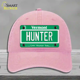 Hunter Vermont Novelty License Plate Hat Unconstructed Cotton / Pink