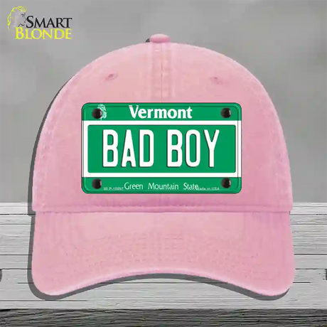 Bad Boy Vermont Novelty License Plate Hat Unconstructed Cotton / Pink