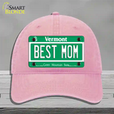 Best Mom Vermont Novelty License Plate Hat Unconstructed Cotton / Pink