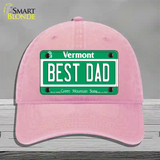 Best Dad Vermont Novelty License Plate Hat Unconstructed Cotton / Pink