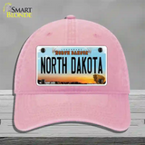 North Dakota Legendary Novelty License Plate Hat Unconstructed Cotton / Pink