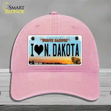 I Love North Dakota Novelty License Plate Hat Unconstructed Cotton / Pink