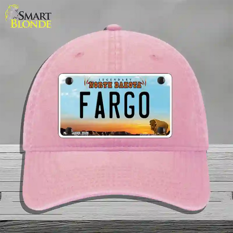 Fargo North Dakota Novelty License Plate Hat Unconstructed Cotton / Pink