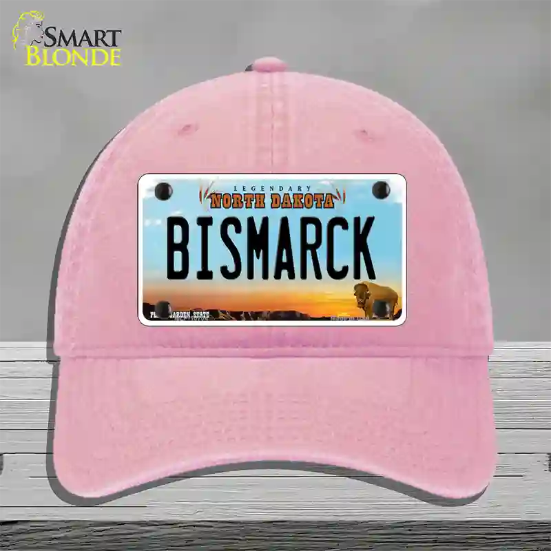 Bismarck North Dakota Novelty License Plate Hat Unconstructed Cotton / Pink