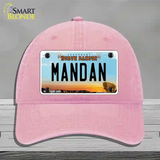 Mandan North Dakota Novelty License Plate Hat Unconstructed Cotton / Pink