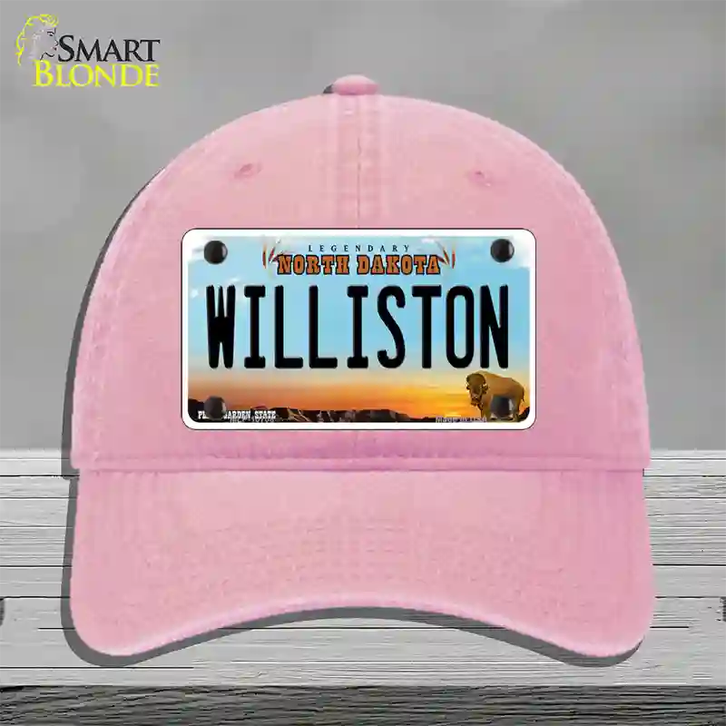 Williston North Dakota Novelty License Plate Hat Unconstructed Cotton / Pink