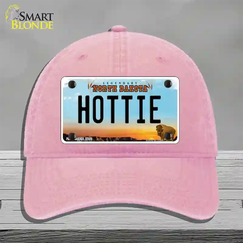 Hottie North Dakota Novelty License Plate Hat Unconstructed Cotton / Pink