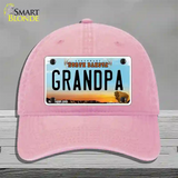 Grandpa North Dakota Novelty License Plate Hat Unconstructed Cotton / Pink