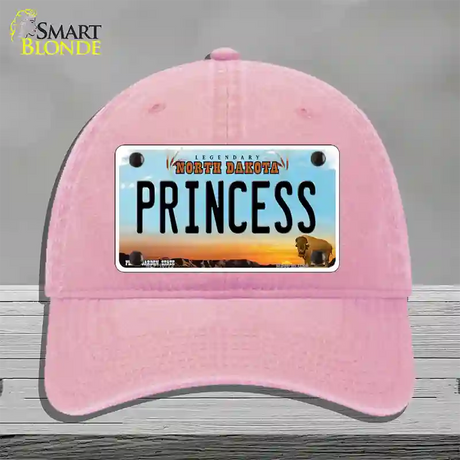 Princess North Dakota Novelty License Plate Hat Unconstructed Cotton / Pink