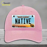 Native North Dakota Novelty License Plate Hat Unconstructed Cotton / Pink