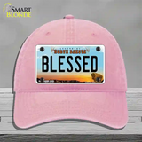 Blessed North Dakota Novelty License Plate Hat Unconstructed Cotton / Pink