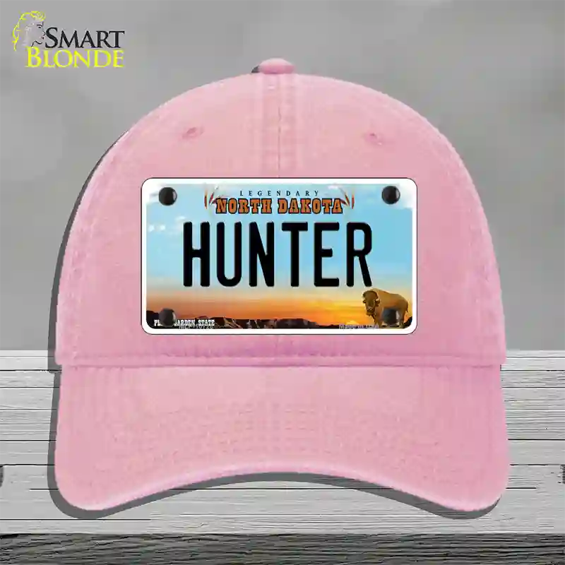 Hunter North Dakota Novelty License Plate Hat Unconstructed Cotton / Pink