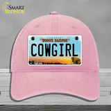 Cowgirl North Dakota Novelty License Plate Hat Unconstructed Cotton / Pink