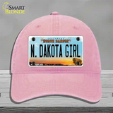 N Dakota Girl North Dakota Novelty License Plate Hat Unconstructed Cotton / Pink