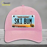 Ski Bum North Dakota Novelty License Plate Hat Unconstructed Cotton / Pink