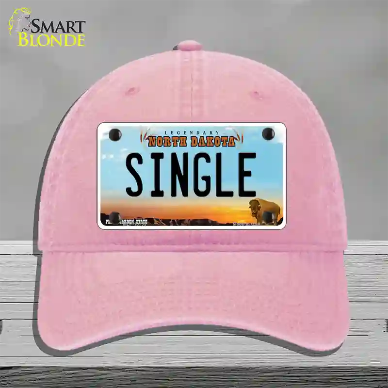 Single North Dakota Novelty License Plate Hat Unconstructed Cotton / Pink