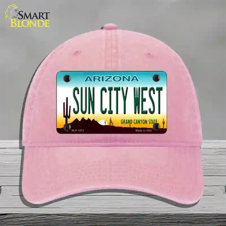 Sun City West Arizona Novelty License Plate Hat Unconstructed Cotton / Pink