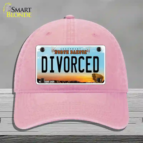 Divorced North Dakota Novelty License Plate Hat Unconstructed Cotton / Pink