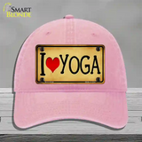 I Heart Yoga Novelty License Plate Hat Unconstructed Cotton / Pink