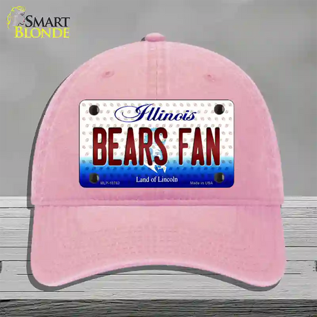 Bears Fan Illinois Novelty License Plate Hat Unconstructed Cotton / Pink