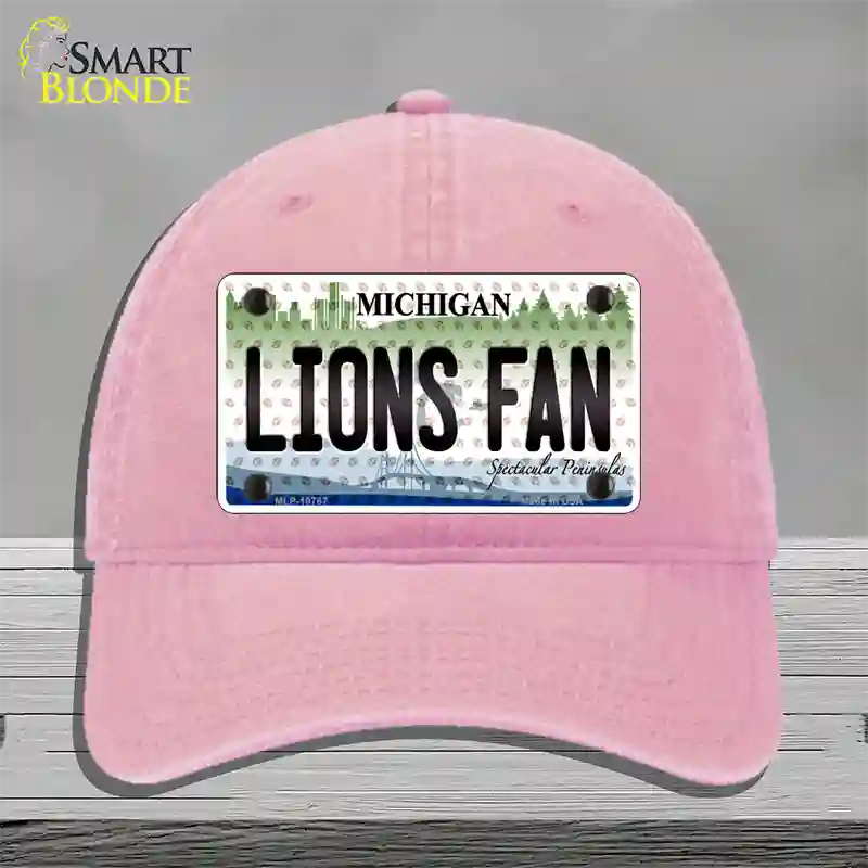 Lions Fan Michigan Novelty License Plate Hat Unconstructed Cotton / Pink