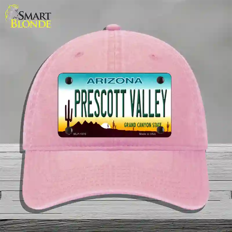 Prescott Valley Arizona Novelty License Plate Hat Unconstructed Cotton / Pink