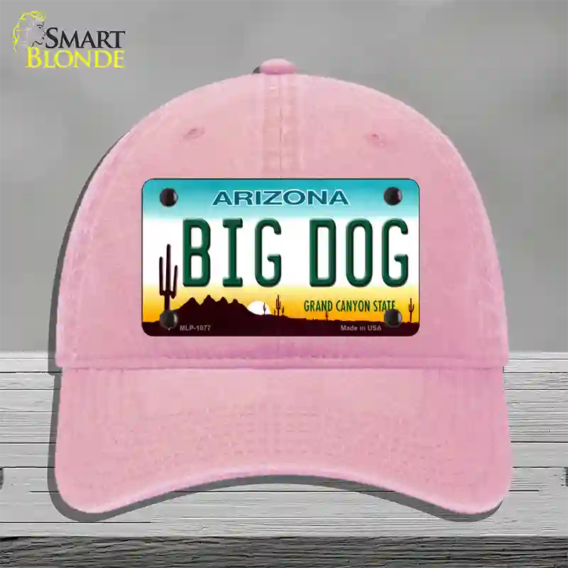 Big Dog Arizona Novelty License Plate Hat Unconstructed Cotton / Pink