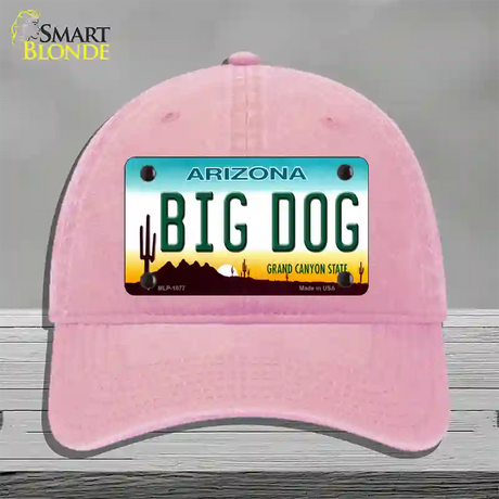 Big Dog Arizona Novelty License Plate Hat Unconstructed Cotton / Pink