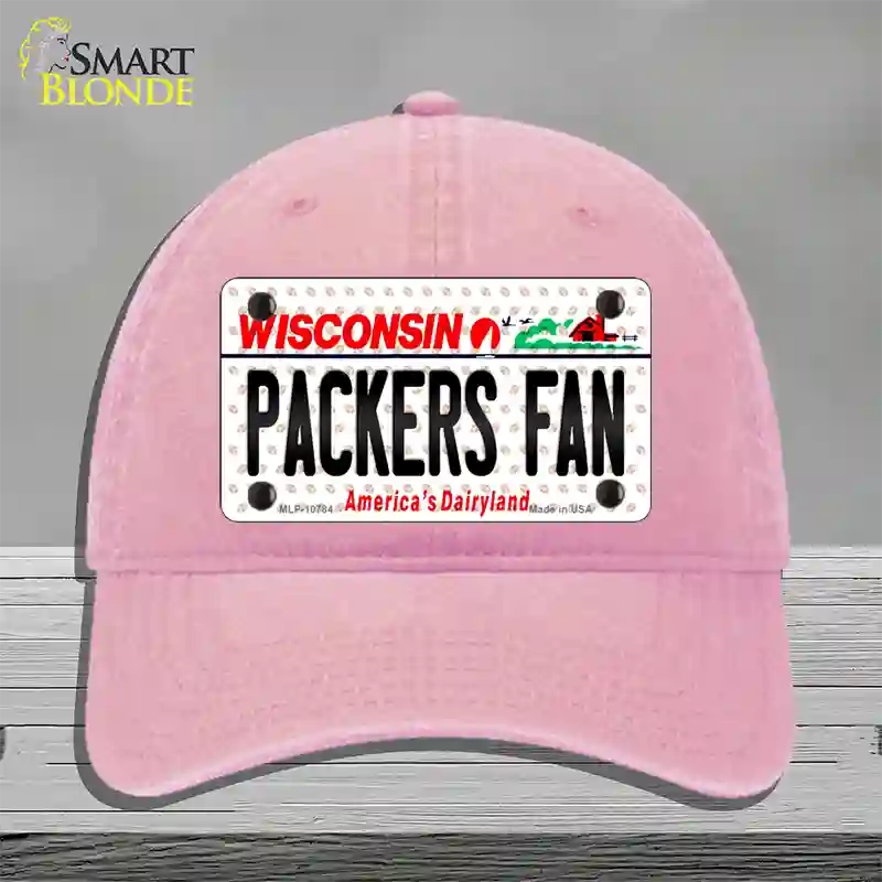 Packers Fan Wisconsin Novelty License Plate Hat Unconstructed Cotton / Pink