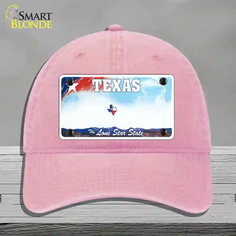 Texas New State Novelty License Plate Hat Unconstructed Cotton / Pink