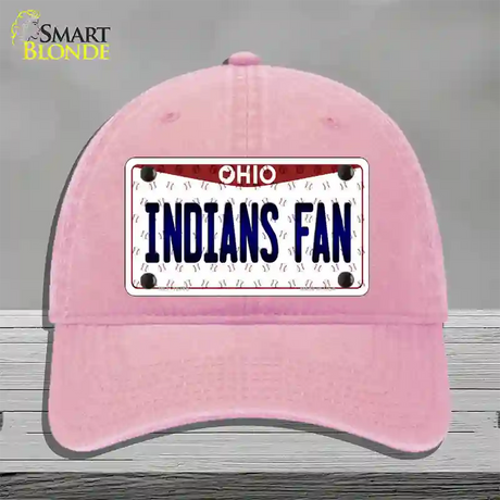 Indians Fan Ohio Novelty License Plate Hat Unconstructed Cotton / Pink