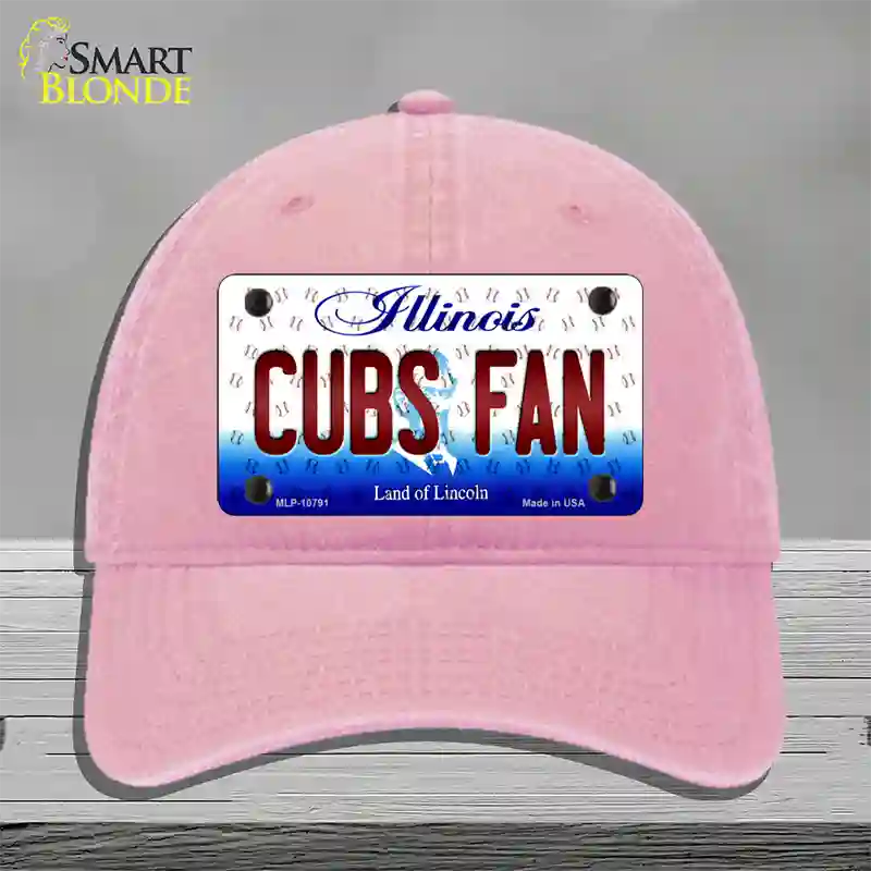 Cubs Fan Illinois Novelty License Plate Hat Unconstructed Cotton / Pink