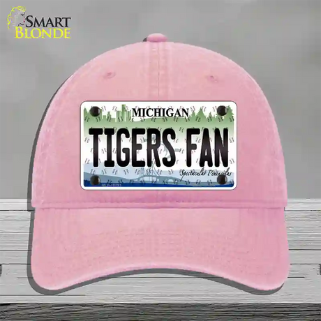 Tigers Fan Michigan Novelty License Plate Hat Unconstructed Cotton / Pink