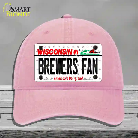 Brewers Fan Wisconsin Novelty License Plate Hat Unconstructed Cotton / Pink