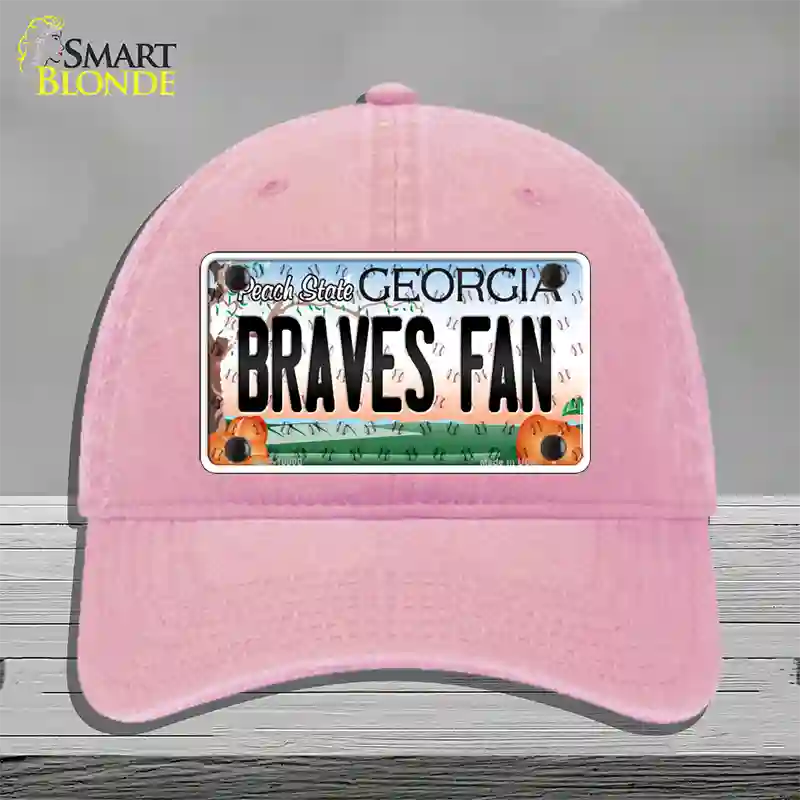 Braves Fan Georgia Novelty License Plate Hat Unconstructed Cotton / Pink