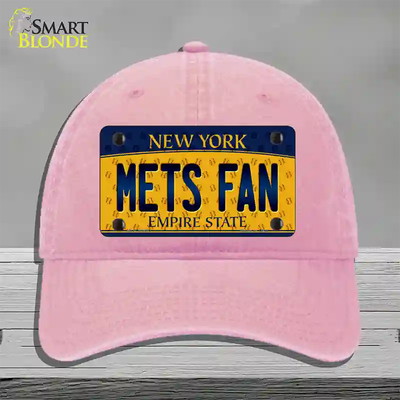 Mets Fan New York Novelty License Plate Hat Unconstructed Cotton / Pink