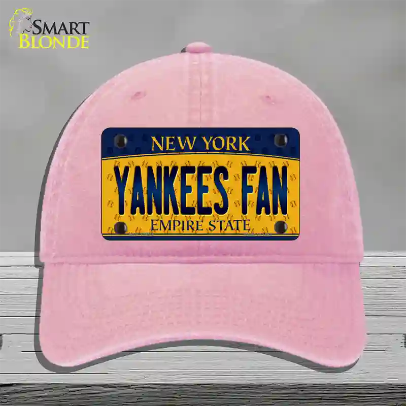 Yankees Fan New York Novelty License Plate Hat Unconstructed Cotton / Pink