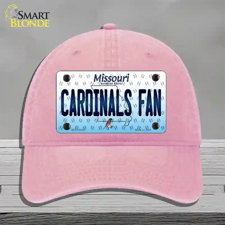 Cardinals Fan Missouri Novelty License Plate Hat Unconstructed Cotton / Pink