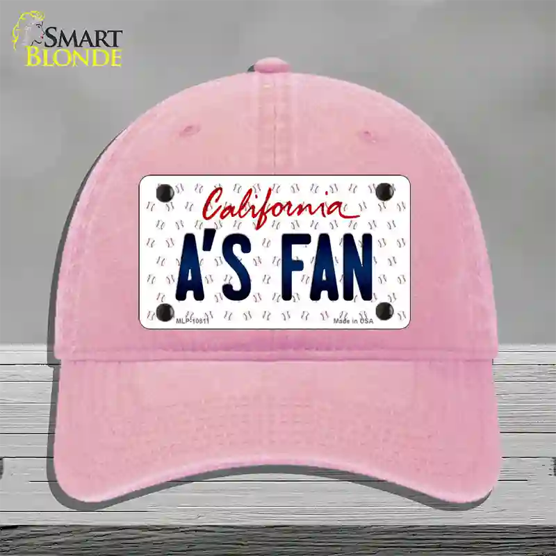 As Fan California Novelty License Plate Hat Unconstructed Cotton / Pink