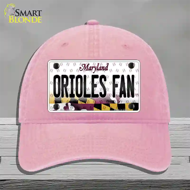 Orioles Fan Maryland Novelty License Plate Hat Unconstructed Cotton / Pink