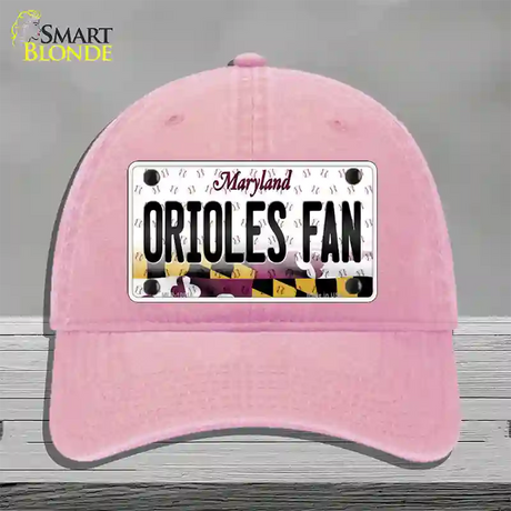 Orioles Fan Maryland Novelty License Plate Hat Unconstructed Cotton / Pink