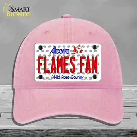 Flames Fan Alberta Novelty License Plate Hat Unconstructed Cotton / Pink