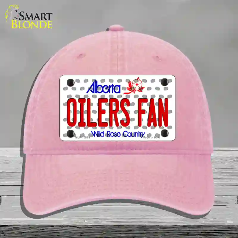 Oilers Fan Alberta Novelty License Plate Hat Unconstructed Cotton / Pink