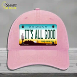 Its All Good Arizona Novelty License Plate Hat Unconstructed Cotton / Pink