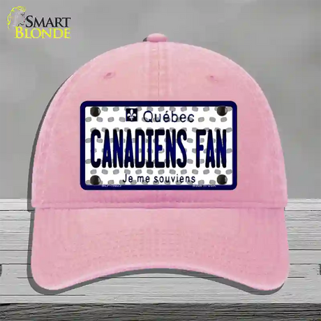 Canadiens Fan Quebec Novelty License Plate Hat Unconstructed Cotton / Pink