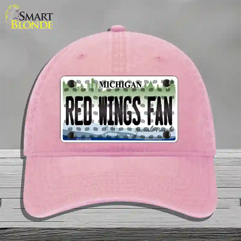 Red Wings Fan Michigan Novelty License Plate Hat Unconstructed Cotton / Pink