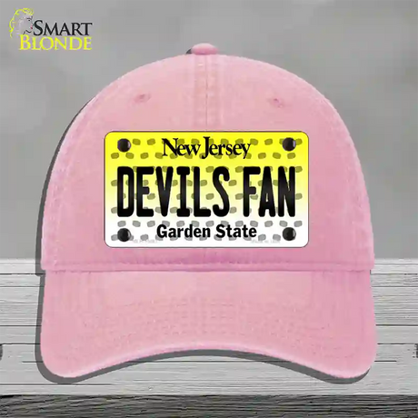 Devils Fan New Jersey Novelty License Plate Hat Unconstructed Cotton / Pink