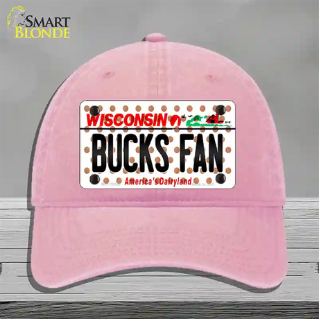 Bucks Fan Wisconsin Novelty License Plate Hat Unconstructed Cotton / Pink